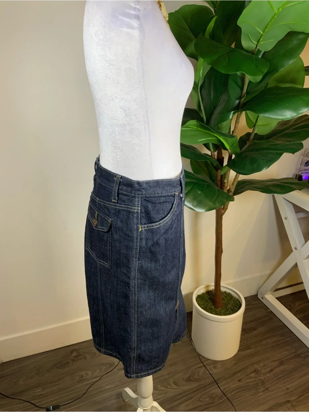 GAP Dark Indigo Denim Midi Skirt